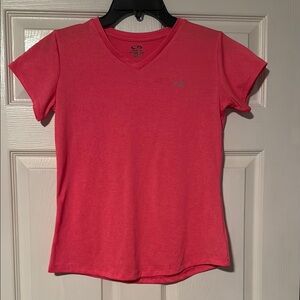 Champion Pink Fitted Short Sleeve V neck athletic wear shirt.